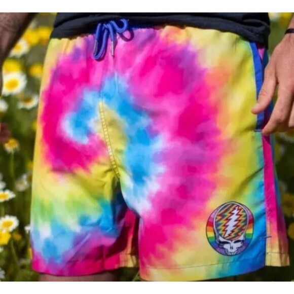 Grateful Dead Tie Dye Stealie Swim Trunk Section 119 Mens Sz XXL - Picture 1 of 6
